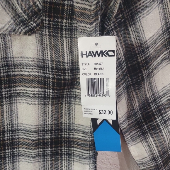 TONY HAWK Black and White , Brown Button Down Shirt Classic Plaid Design - Picture 6 of 17